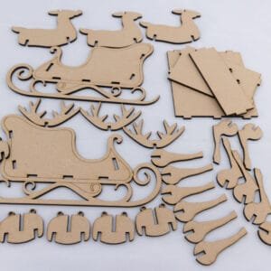 Santa sleigh and three reindeer Kit