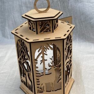 Lantern - Deer and Snowy Wolves.